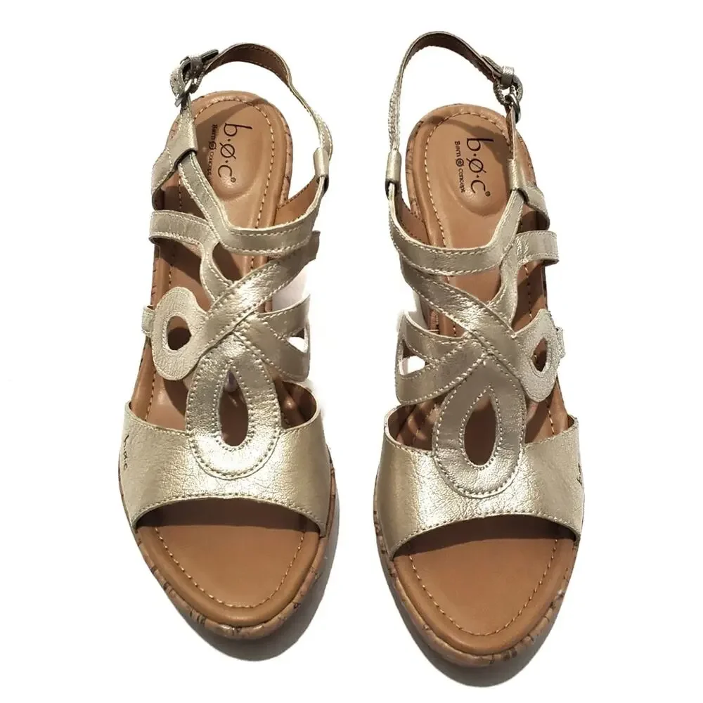 NEW Born BOC | Jayna Natural Leather Wedge Sandals